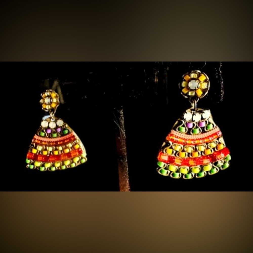 Ayala Bar vintage Vibrant Multicolor Dangle Earrings - Picture 3 of 4